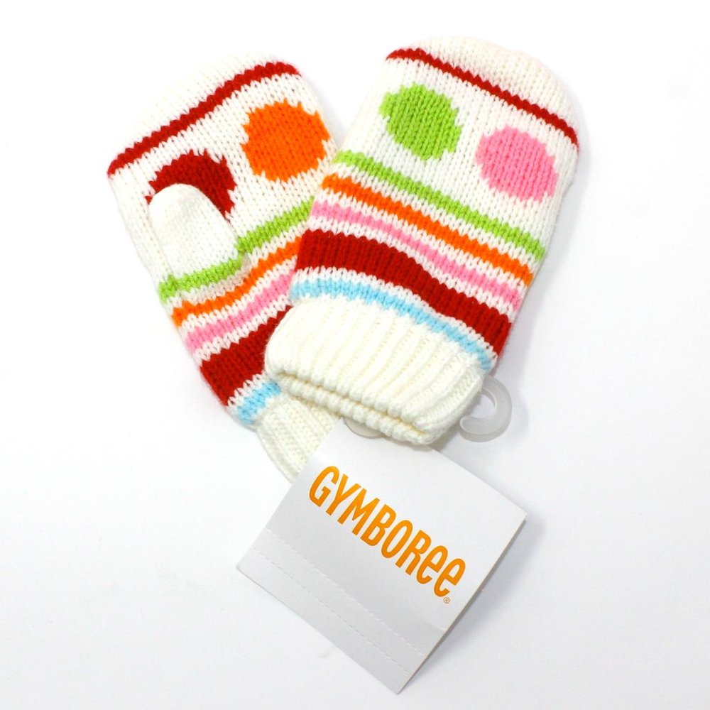 NWT Gymboree 12-24M mittens Cozy Cutie dot striped